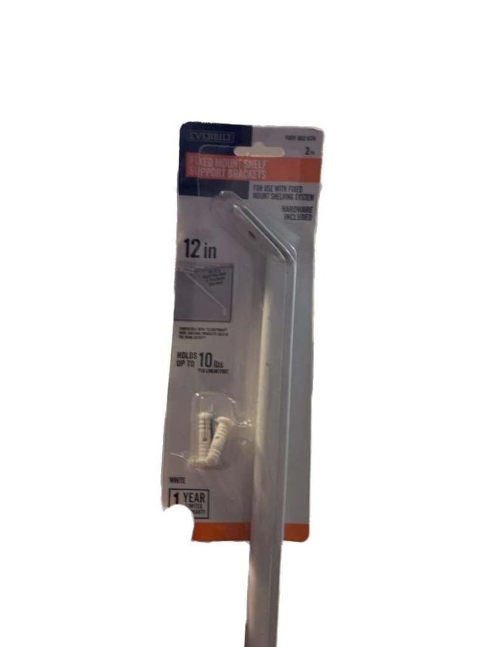 Everbilt 12 in. L White Steel Shelf Support Bracket (2PK of 2